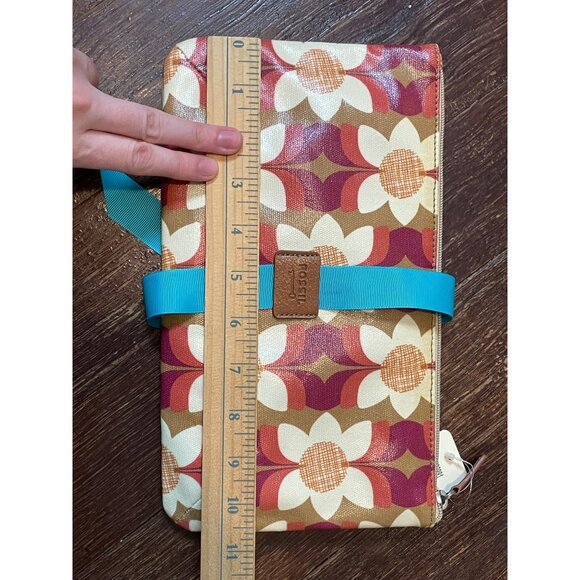 Fossil Key-Per 2pc Coated Canvas Cosmetic Pouch in Light Floral - Picture 6 of 7